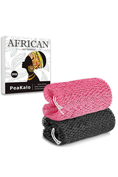Choice4 Pink Black PeaKalo Authentic African Net Sponge-2Pcs Exfoliating Bath...