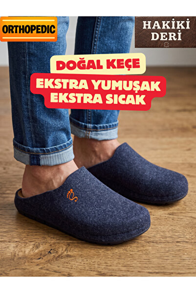 Classter Doğal Keçeli Ortopedik Ev Terliği Hakiki Deri 9 Dokunuş