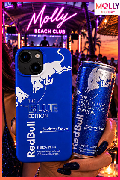 Molly iPhone 13/14 İçin Saks Mavisi Redbull The Blue Edition Desenli İçi Kadi...