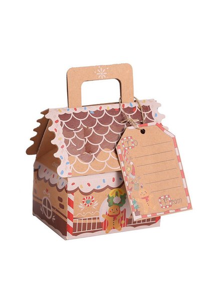 Choice1 5pcs Style B 5/10pcs Christmas Gingerbread House Shape Gift Boxes Sno...