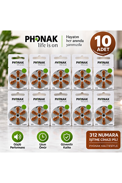 PHONAK No:312 Işitme Cihazı Pili 10 Paket 60 Adet