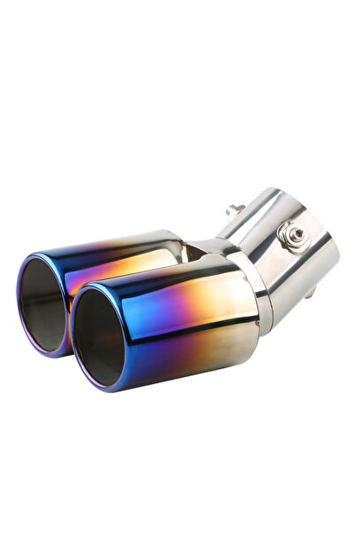 Choice6 Blued 1PCS Universal 63MM Inlet Double-tube Curved Tailpipe Muffler T...