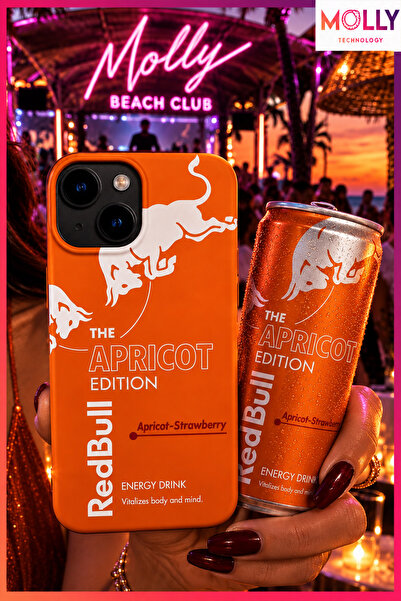 Molly iPhone 15 İçin Turuncu Redbull The Apricot Edition Desenli İçi Kadife S...