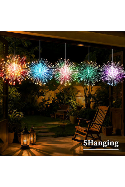 Choice4 5 مصابيح LED معلقة تعمل بالطاقة الشمسية بتصميم الألعاب النارية، 90-45...