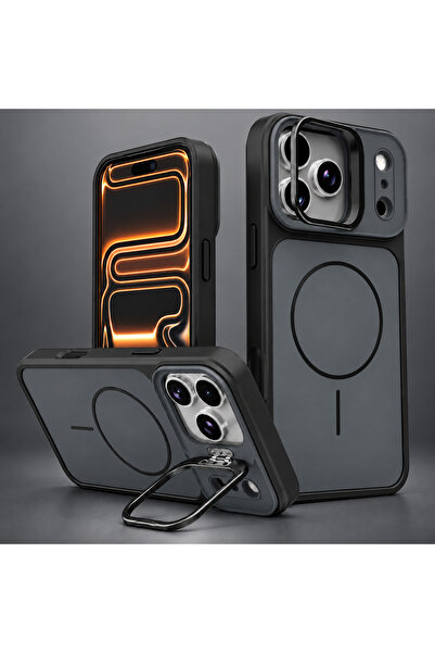İphone 17 & 18 Pro Max Kılıf MagSafe Şarj Özellikli Kamera Korumalı Standlı Pale Kapak