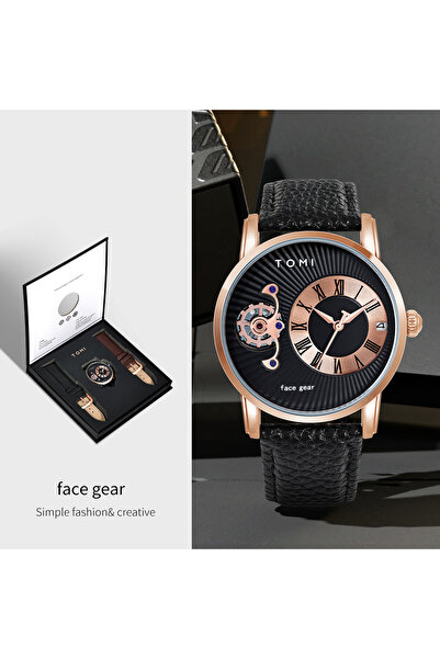 Choice Black Rose Gold TOMI Classic Minimalist Men's Watch Gift Set Luxury Bu...