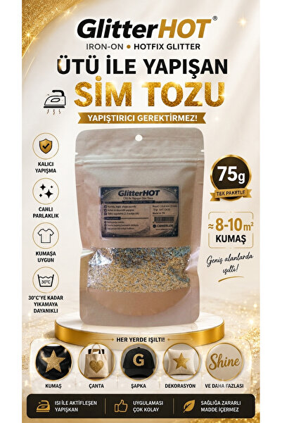 CANERLER Ütüyle Yapışan Glitter iri Altın - Isı Ile Yapışan Sim Tozu - Kumaş ...