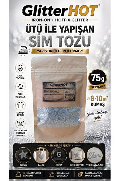 CANERLER Ütü ile Yapışan Sim Tozu İNCE GÜMÜŞ - Isı Ile Yapışan Toz Sim - Kuma...