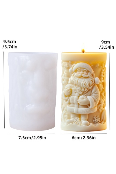 Choice BW129 Smiling Santa Claus Giving gifts Cylindrical scented candle sili...