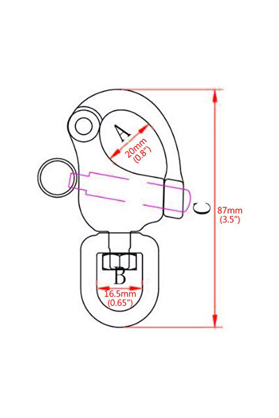 Choice 87mm Swivel Eye Snap Shackle Quick Release Bail Rigging Sailing Boat M...