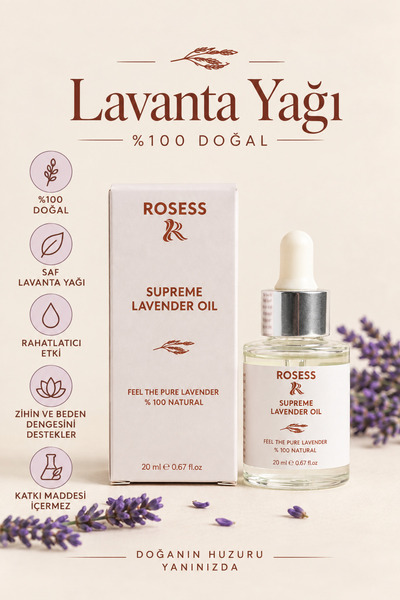 Rosess Lavanta Yağı 20 ml | %100 Saf Doğal Esansiyel Yağ