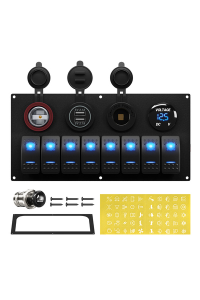 Choice Blue LED DaierTek Marine Boat Switch Panel Waterproof 8 Gang 12V Rocke...