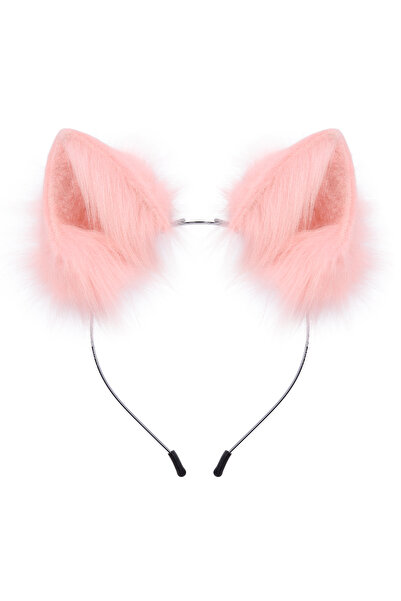 Choice6 Pink Handmade Faux Fur Animal Ears Headband Furry Cat Fox Ear Hairhoo...