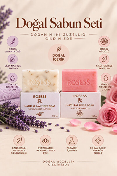 Rosess Gül Sabunu 100Gr & Lavanta Sabunu 100Gr