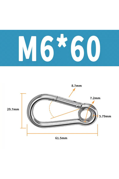 Choice M6 304 Stainless Steel Hook M4 M5 M6 Carabiner Eyelet Camping Climbing...