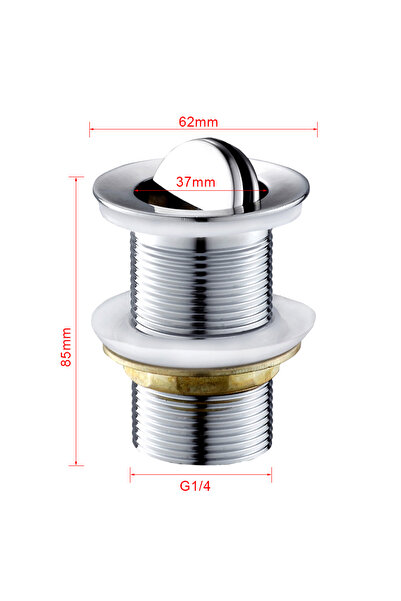 Choice silver Flip Top Unslotted Basin Sink Waste Push Button Swivel Solid Br...
