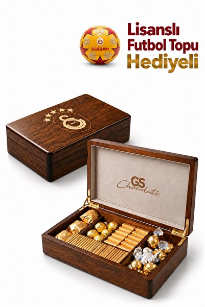 Galatasaray Lisanslı Ahşap Kutulu Karışık Çikolata Seti 750 g Dubai Beyoğlu K...