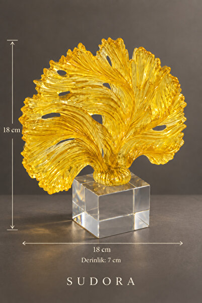 sudora Sarı Mercan Biblosu Kristal Kaideli Reçine Dekor 18 cm