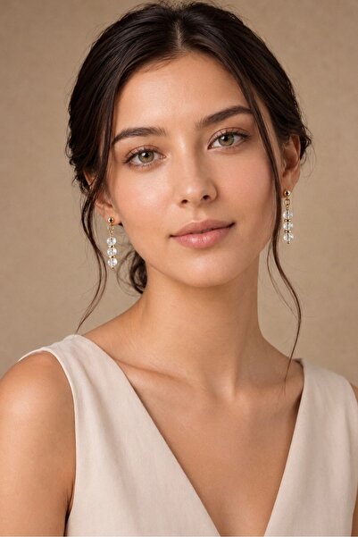 Crystal Clear Earrings | Şeffaf Premium Kristal Altın Kaplama Küpe