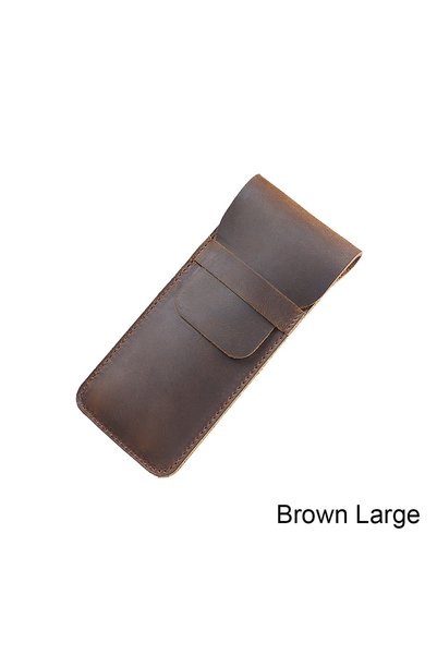 Choice9 Brown Large Premium Leather Pen Holder Pencil Case Retro Genuine Cowh...