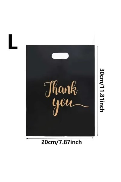 Choice 100PCS L 100PCS Black Thank You Bag Plastic Handheld Thank You Gift Pa...