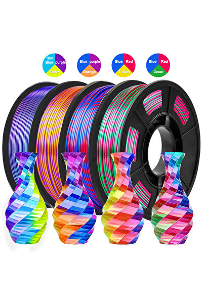 Choice5 250g x 4 colors Tricolor Silk PLA 3D Printer Filament 1.75mm 250g(0.5...