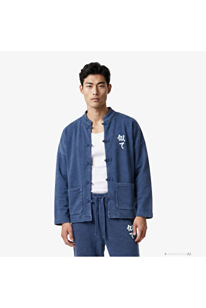 United4 Regular Fit Erkek Mavi Sweatshirt