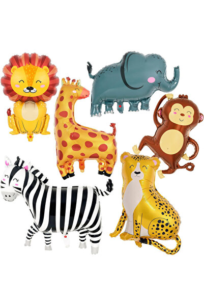 Choice Other Style 1 6Pcs Jungle Wild Animal Foil Balloons, Giant Zoo Animal ...