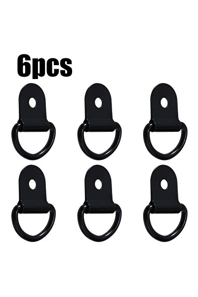 Choice1 6pcs 2/4/6pcs Black D Shape Pull Hook Tie Down Anchors Ring Iron Stai...