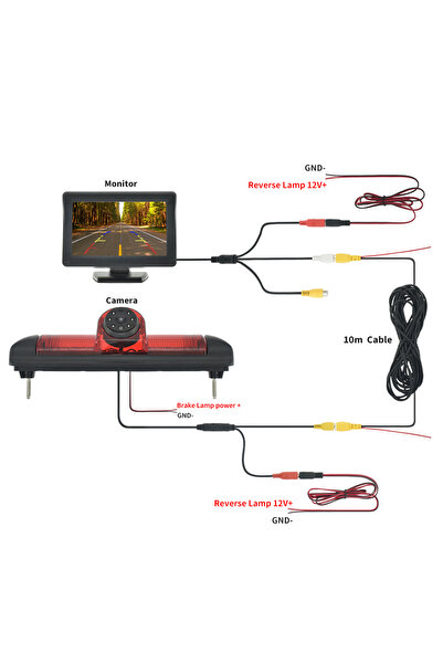 Choice1 10M-456FYT Parking Car Rear View Camera CCD HD Brake Light 4.3 Inch M...