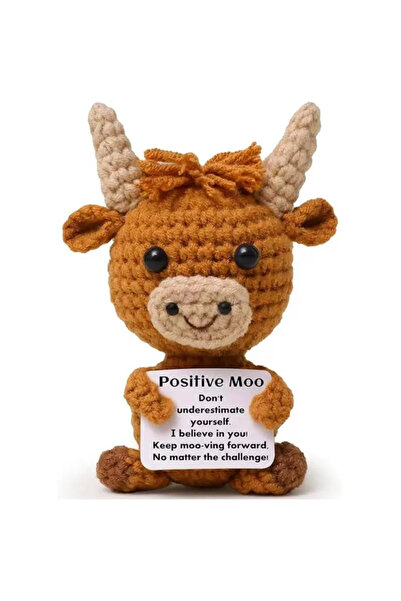 Choice 1Pc 1 Pc Mini Highland Cow, Knitted Crochet Brown Emotional Support Ke...