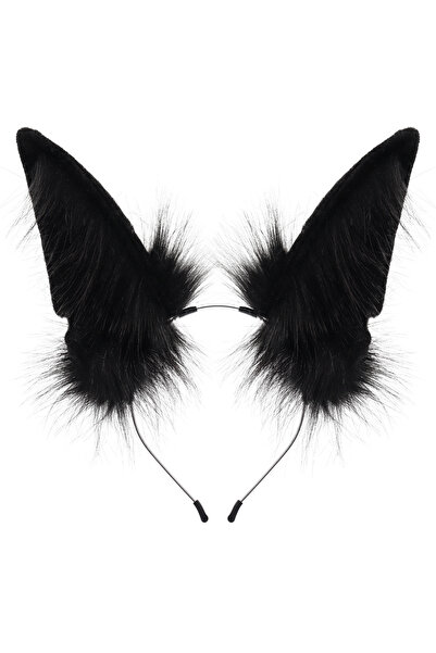 choice2 Black Handmade Animal Fur Wolf Fox Ears Headband Cosplay Headwear Hai...