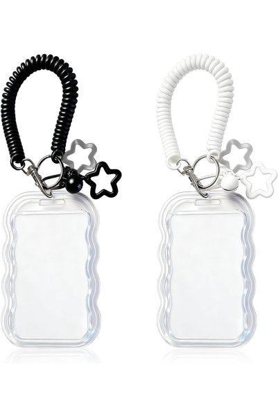 choice2 Black and White 2 Pack Cute Photocard Holder Keychain Kpop Photo Card...