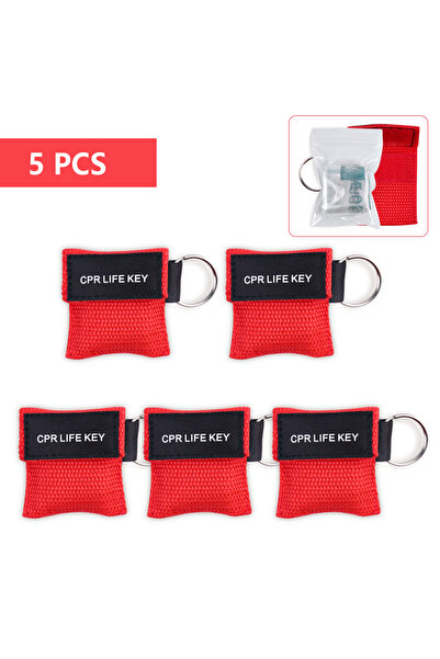 Choice7 Red-5Pcs 1P-10Pcs Professional Health Care Tools Keychain CPR Face Sh...