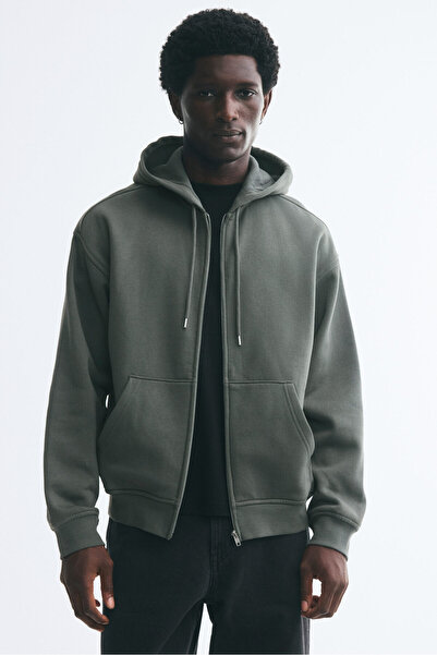 H&M Kapüşonlu ve Fermuarlı Üst Loose Fit