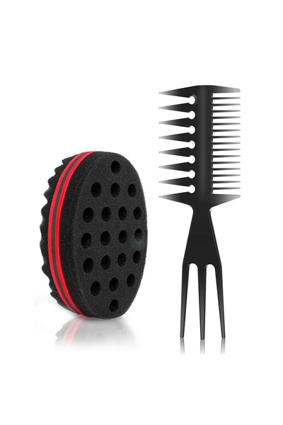 Choice 2pcs Set1 2/3pcs Hair Brush Kit Afro Twist Hair Sponge Mesh Comb Doubl...