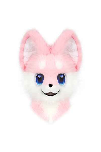 Choice1 Pinkwhite Animal Head Mask Furry Fursuit Plush Dog Fox Masks for Part...