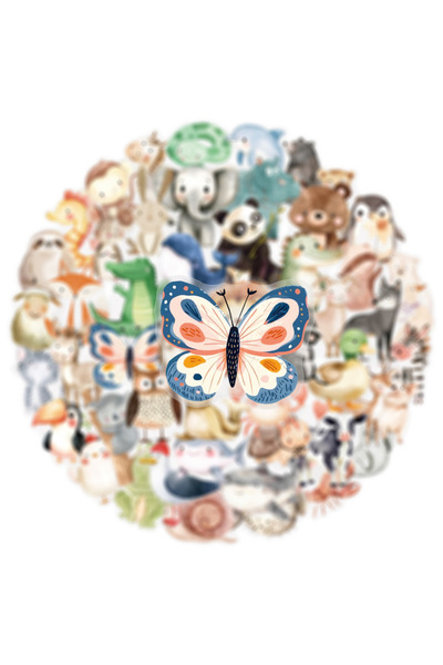 Choice AX2-100PCS 50/100PCS Transparent PET Watercolor Animal Stickers DIY La...