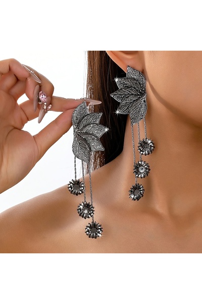 Choice Black Gun Plated A Pair of Sexy, Unique, Exaggerated Floral Casual, Fa...