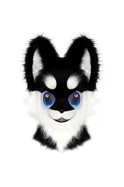 Choice Blackwhite Animal Head Mask Furry Fursuit Plush Dog Fox Masks for Part...
