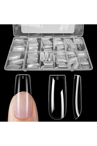 Choice Square-L 600pcs/box Clear Nail Tips Set, Medium/Long Coffin, Square, A...