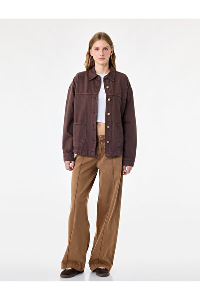 Koton Standard Waist Regular Fit Buttoned Ribbed Straight Leg Trousers - Culo...