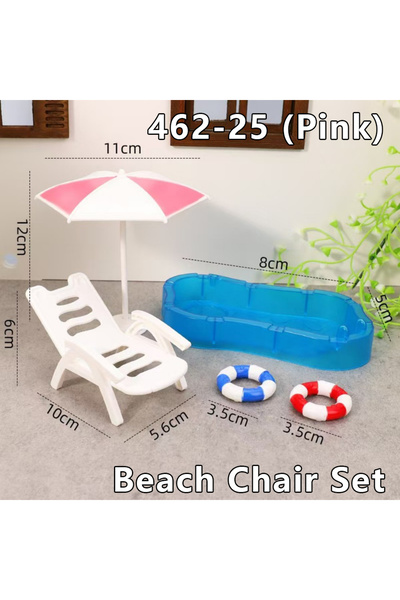 Choice1 462-25 Pink Dollhouse 1:12 Scale Pool Set Scene Decoration Miniature ...
