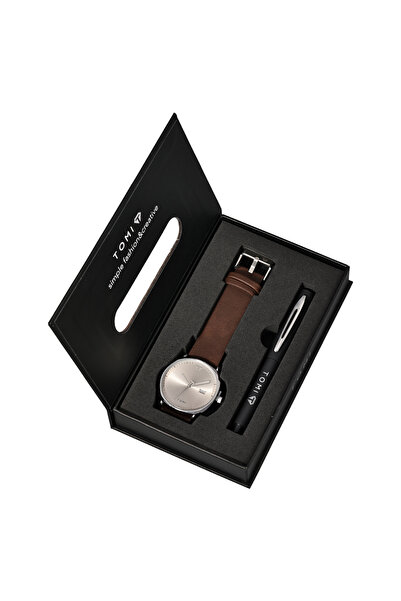 Choice Brown Silver TOMI New 2PCS Luxury Business Men Watch Gift Box Set Simp...