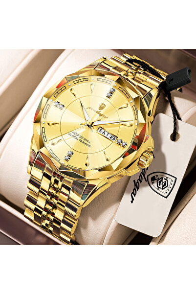 Choice1 674 Gold Gold POEDAGAR Luxury Man Clock Business Waterproof Luminous ...