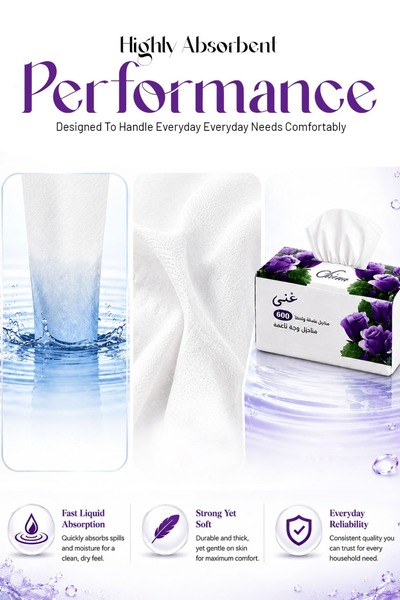 Ghena Soft Paper Tissues Skin Friendly Highly Absorbent White Paper Face Towel - 6000 Pcs