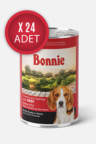 Bonnie Biftekli Sos İçinde Et Parçacıklı Köpek Konservesi 400g x 24 Adet