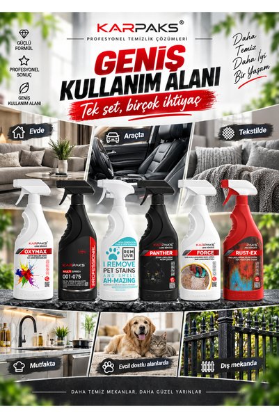 KARPAKS Profesyonel Leke Sökücü Paketi – Multisprey • Force • Rust‑Ex • Oxymax • Panther