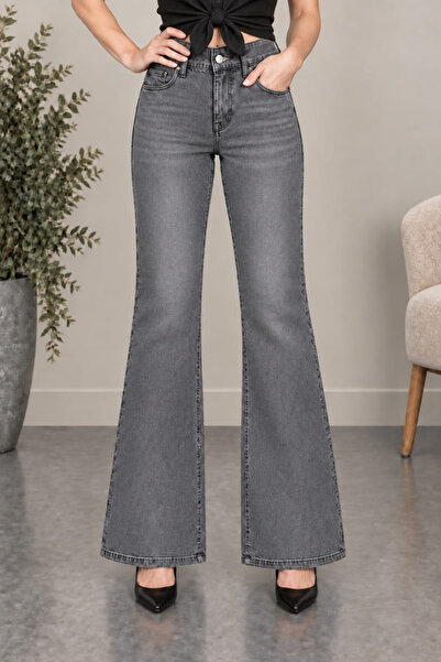 CEDY DENIM Yüksek Kalite Kadın 5 Cep Düşük Bel İspanyol Paça SkinnyFit Esnek ...