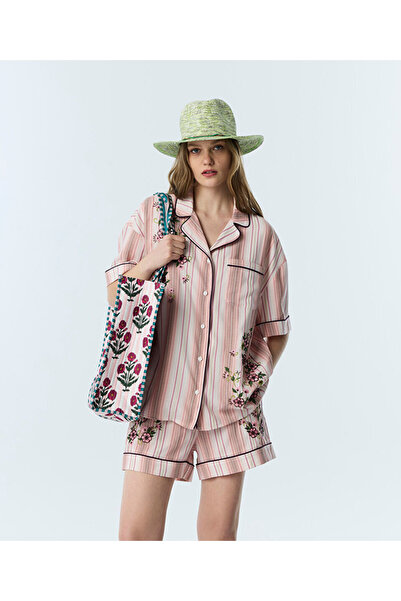 Twist FLORAL NAKIŞLI ÇİZGİLİ GÖMLEK
